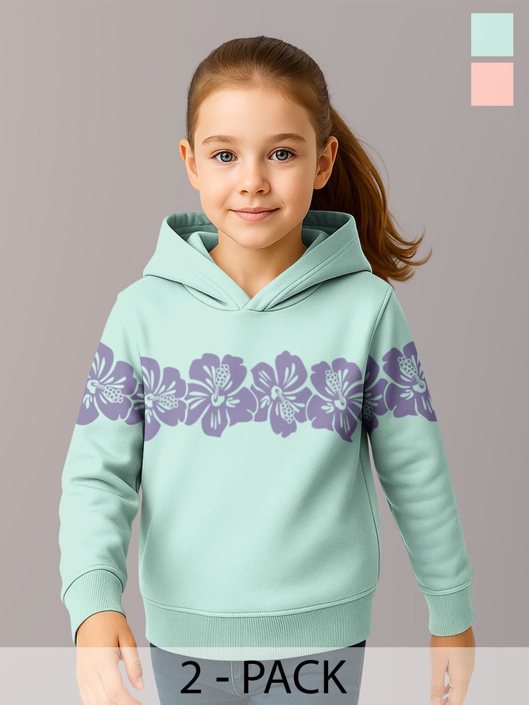HELLCAT Girls Pack of 2 Typography Printed Hooded Pullover Sweatshirts-picture-57