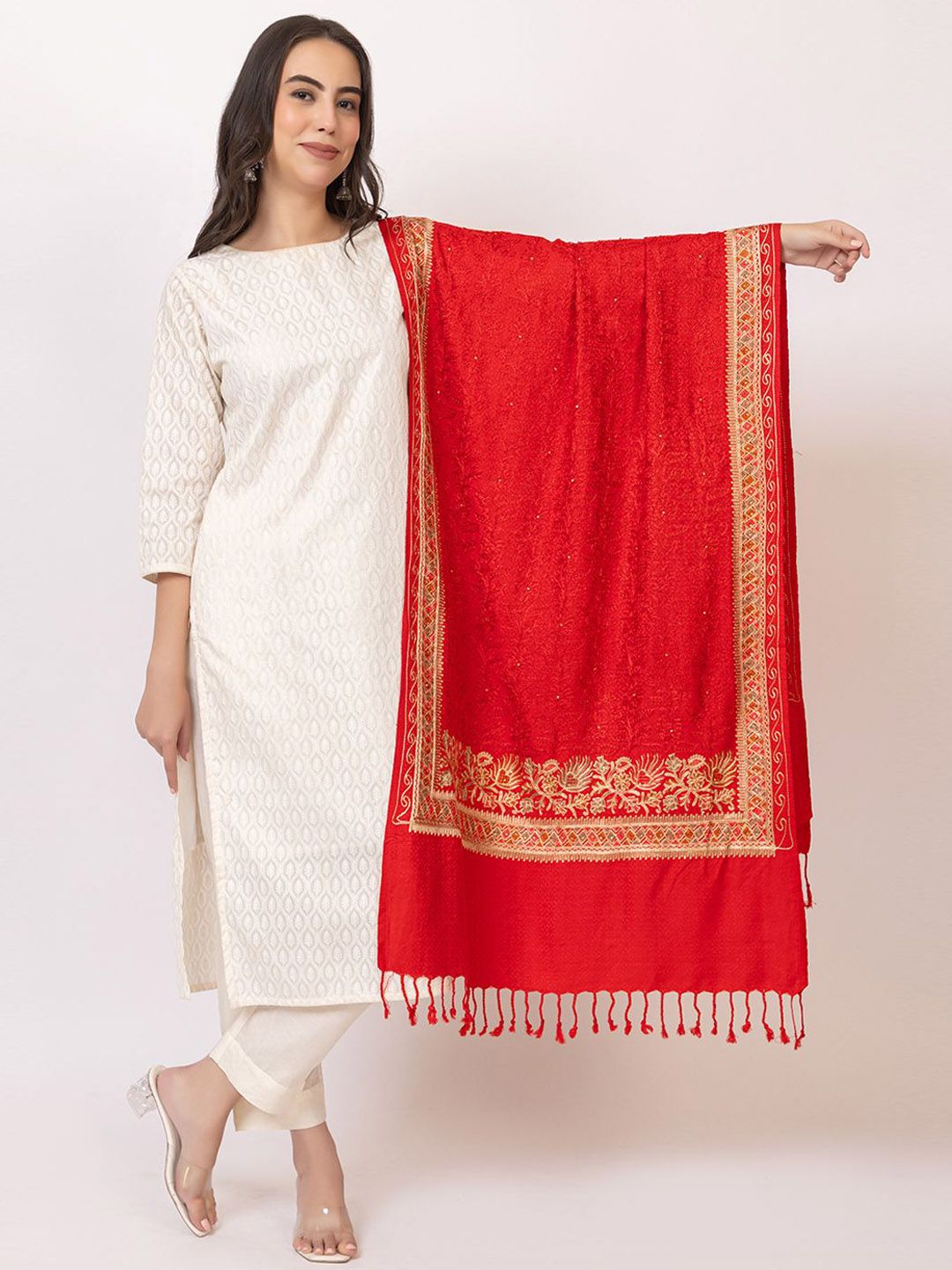 PYRO SPIRIT Women Ethnic Motifs Embroidered Shawl-picture-7
