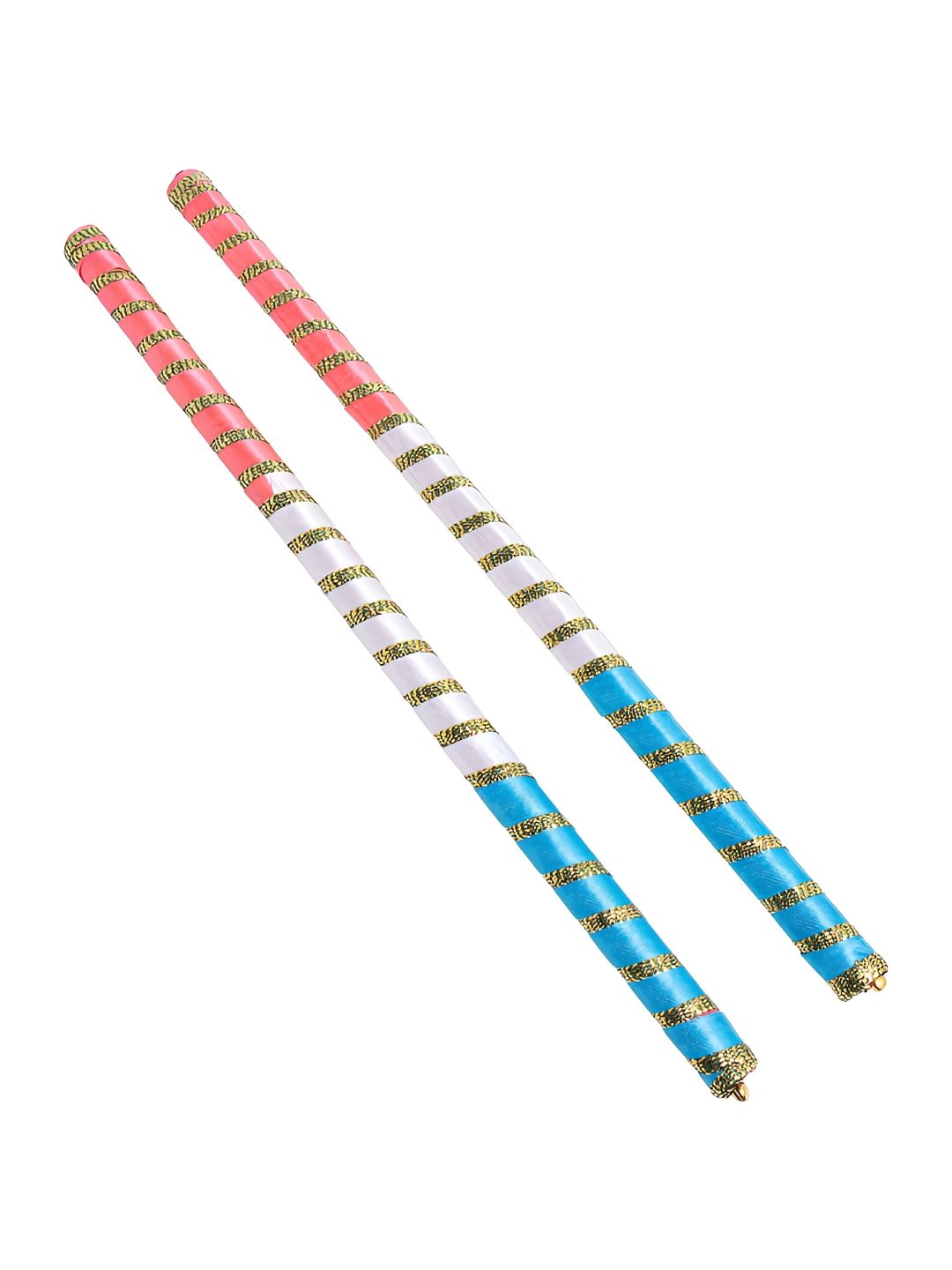 golden peacock Golden Set Of 2 Dandiya Sticks With Satin Wrap-picture-2