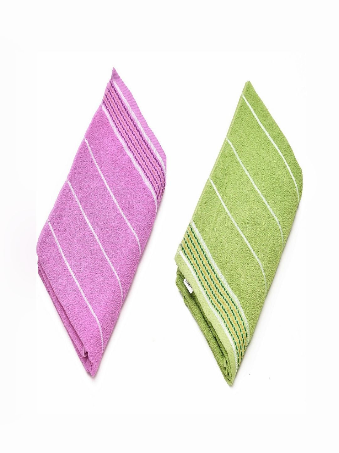 RRC Pink & Green 2 Pieces Striped 500 GSM Cotton Towel Set-picture-51