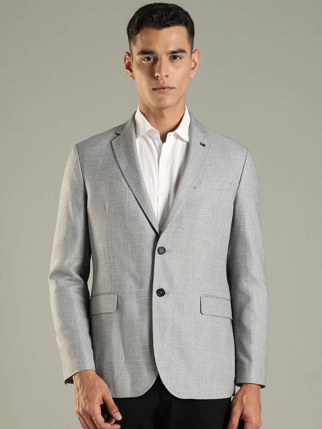 Tommy Hilfiger Textured Notched Lapel Single-Breasted Blazer-picture-34
