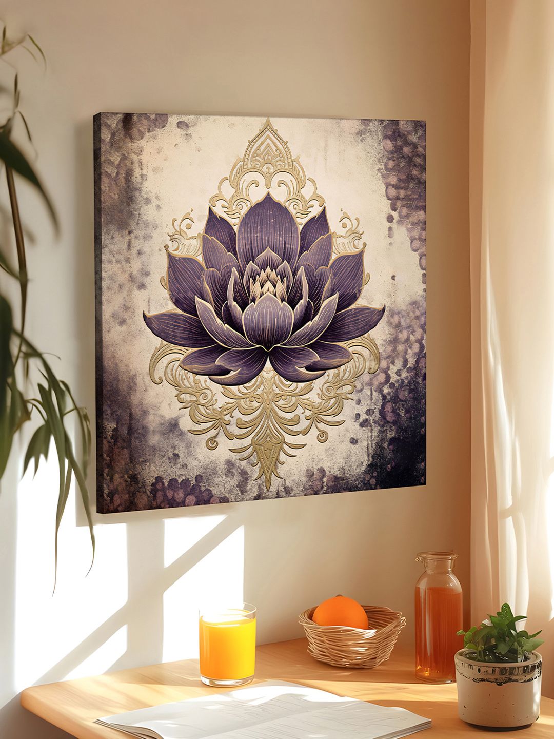 Art Street Beige & Purple Single Piece Canvas Abstract Printed Wall Art-picture-36