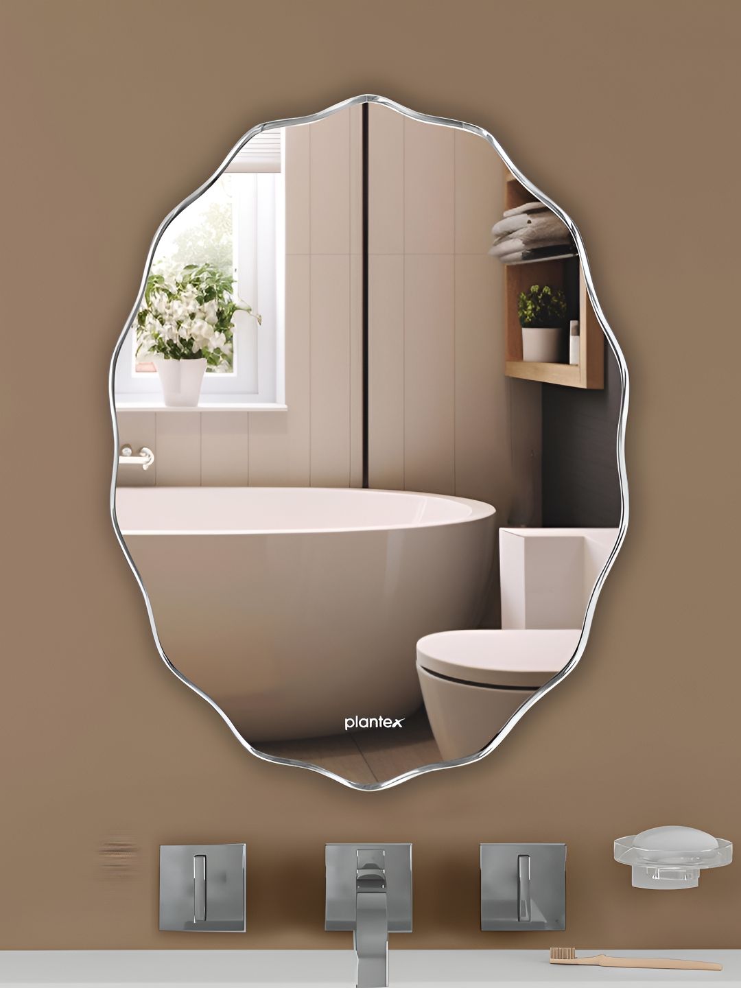 Plantex Silver-Toned Bathroom Wall Mirror