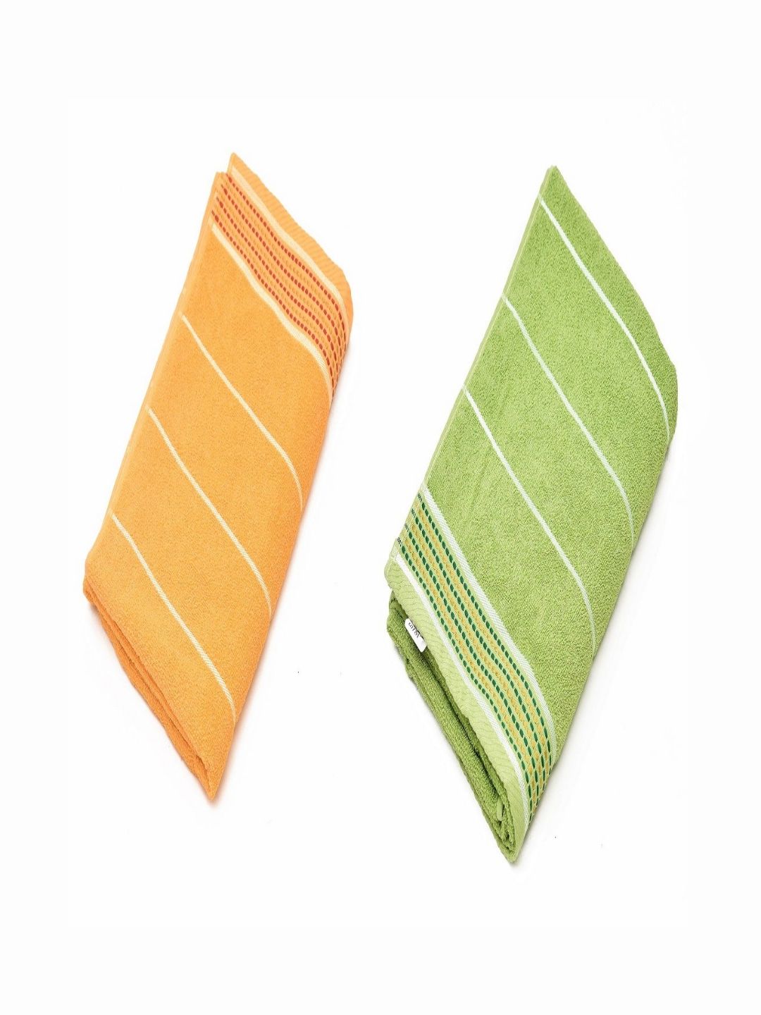 RRC Yellow & Green 2 Pieces Striped 500 GSM Cotton Towel Set-picture-41