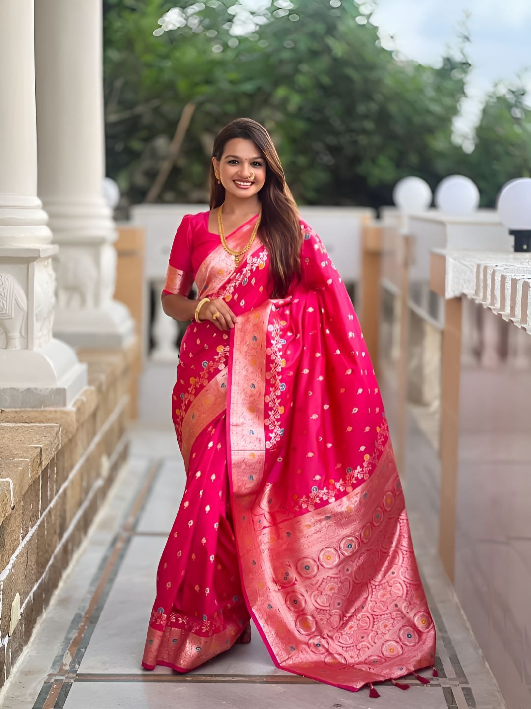 ZILVIRA Women Ethnic Motifs Woven Design Zari Banarasi Saree-picture-55