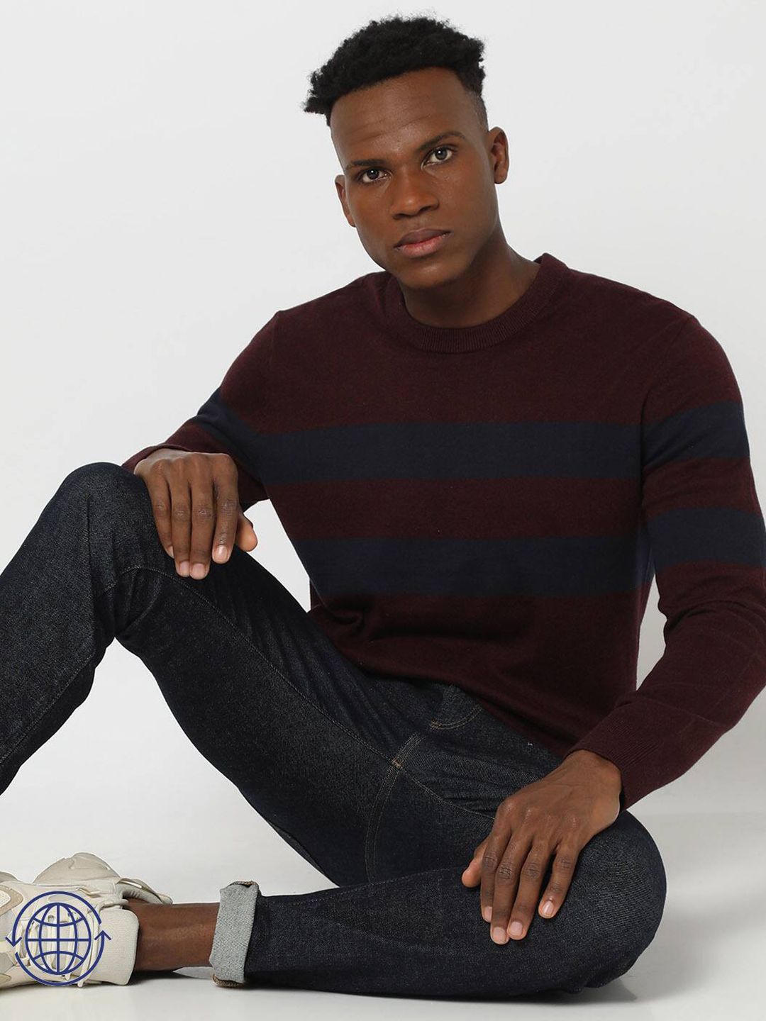 GAP Striped Pure Cotton Crew Neck Pullover
