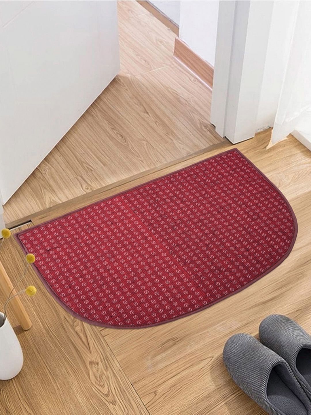 Aura Maroon Wool Anti-Skid Doormat-picture-40