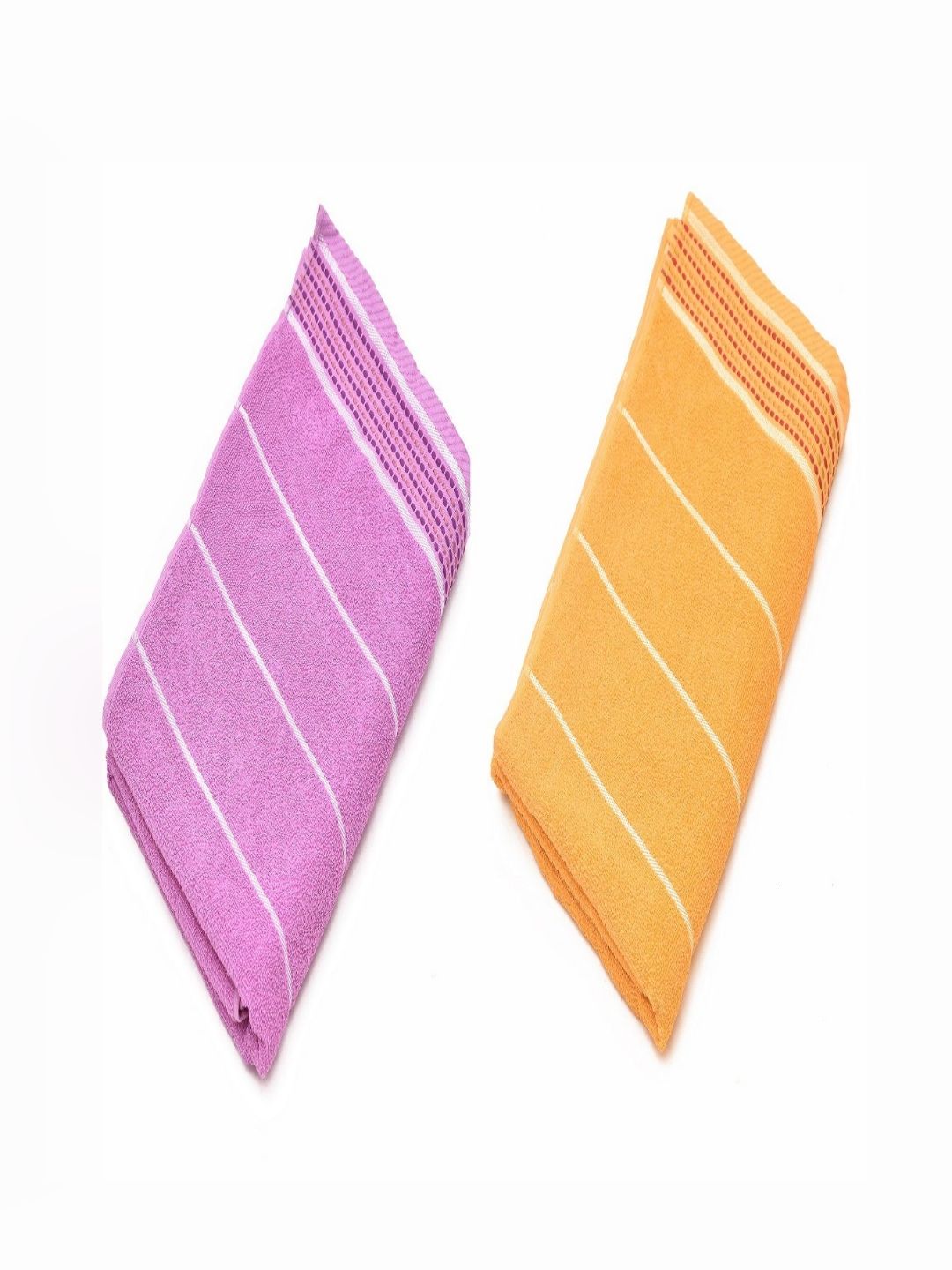 RRC Pink & Yellow 2 Pieces Striped 500 GSM Cotton Towel Set-picture-24
