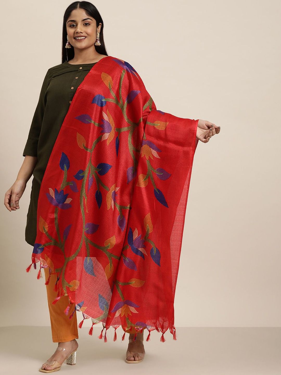 Varanga Floral Printed Organza Dupatta-picture-44