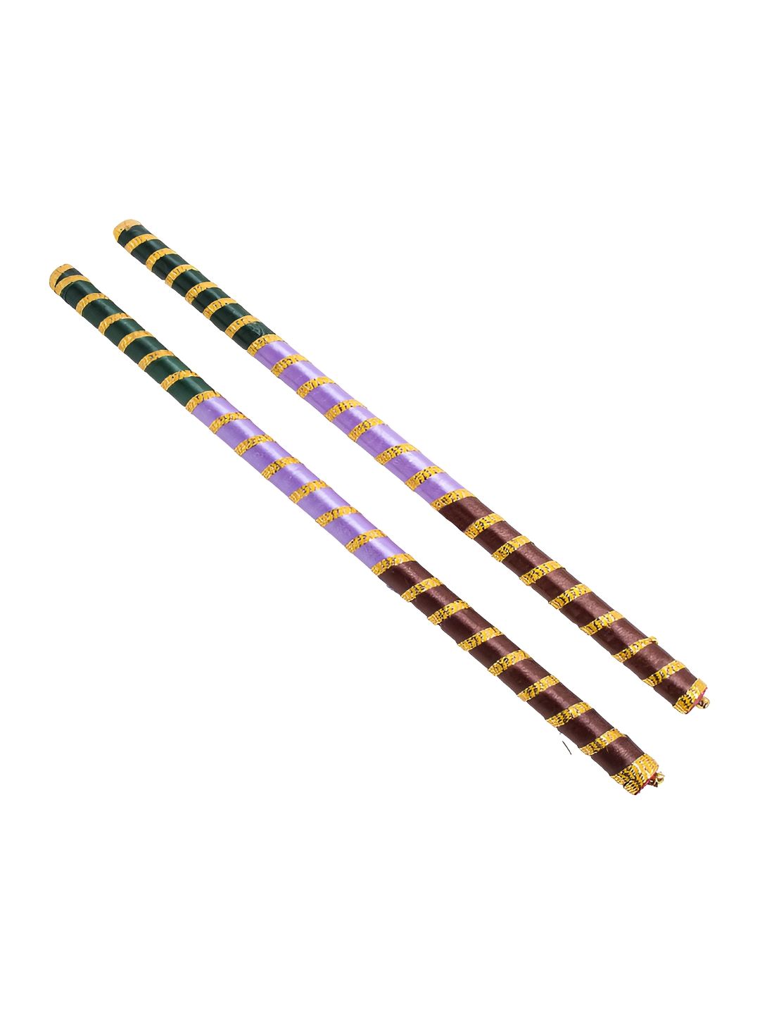 golden peacock Golden Set Of 2 Dandiya Sticks With Satin Wrap-picture-17