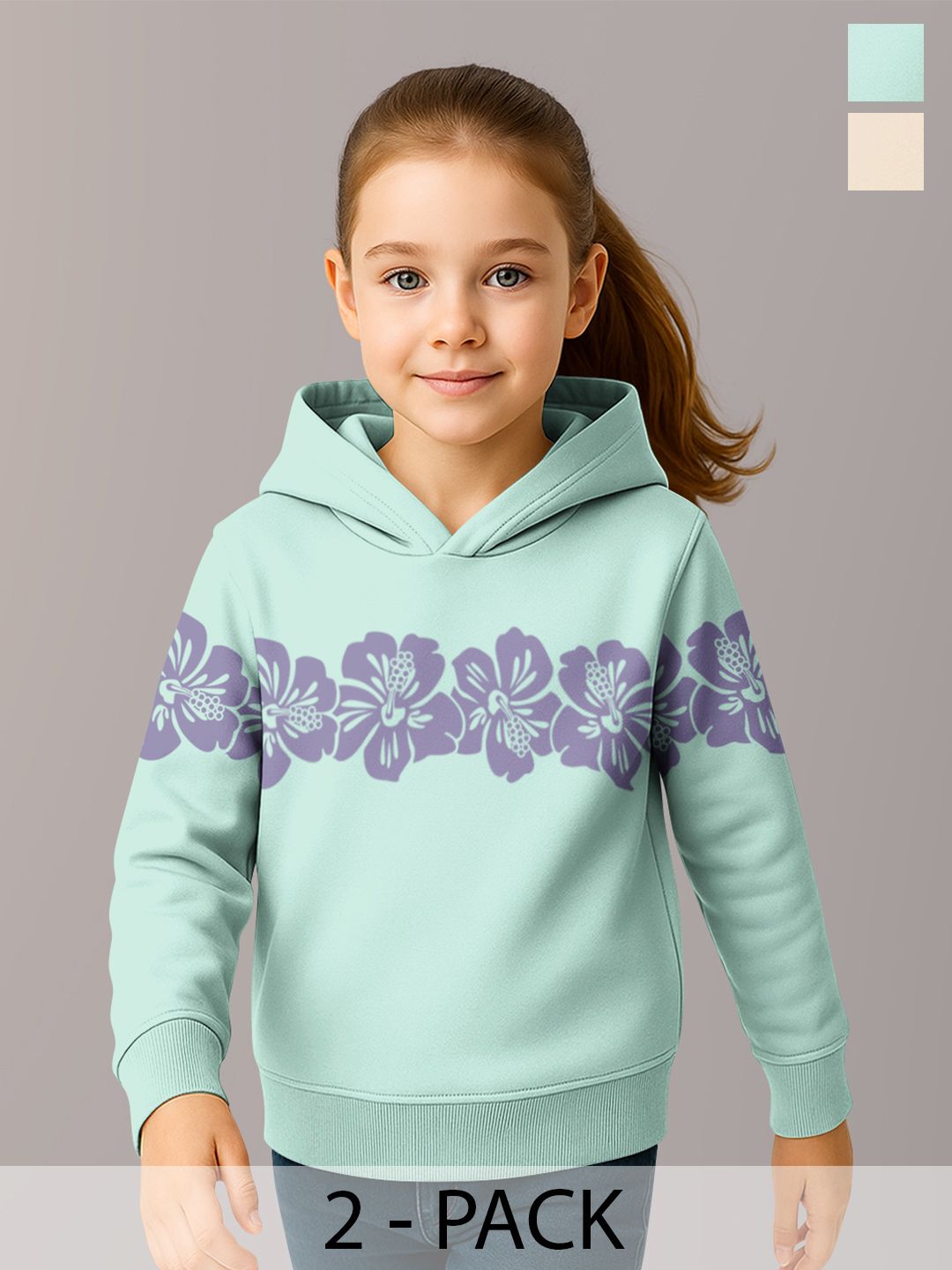 HELLCAT Girls Pack Of 2 Floral Printed Hooded Sweatshirt-picture-40