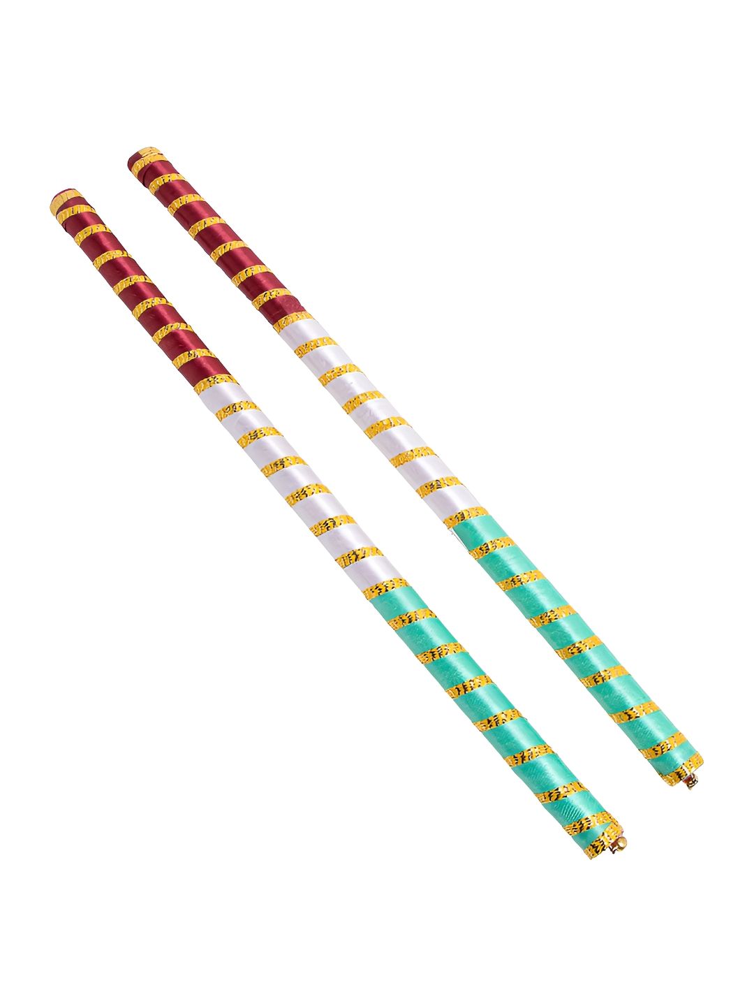 Golden Set Of 2 Dandiya Sticks With Satin Wrap-image-26