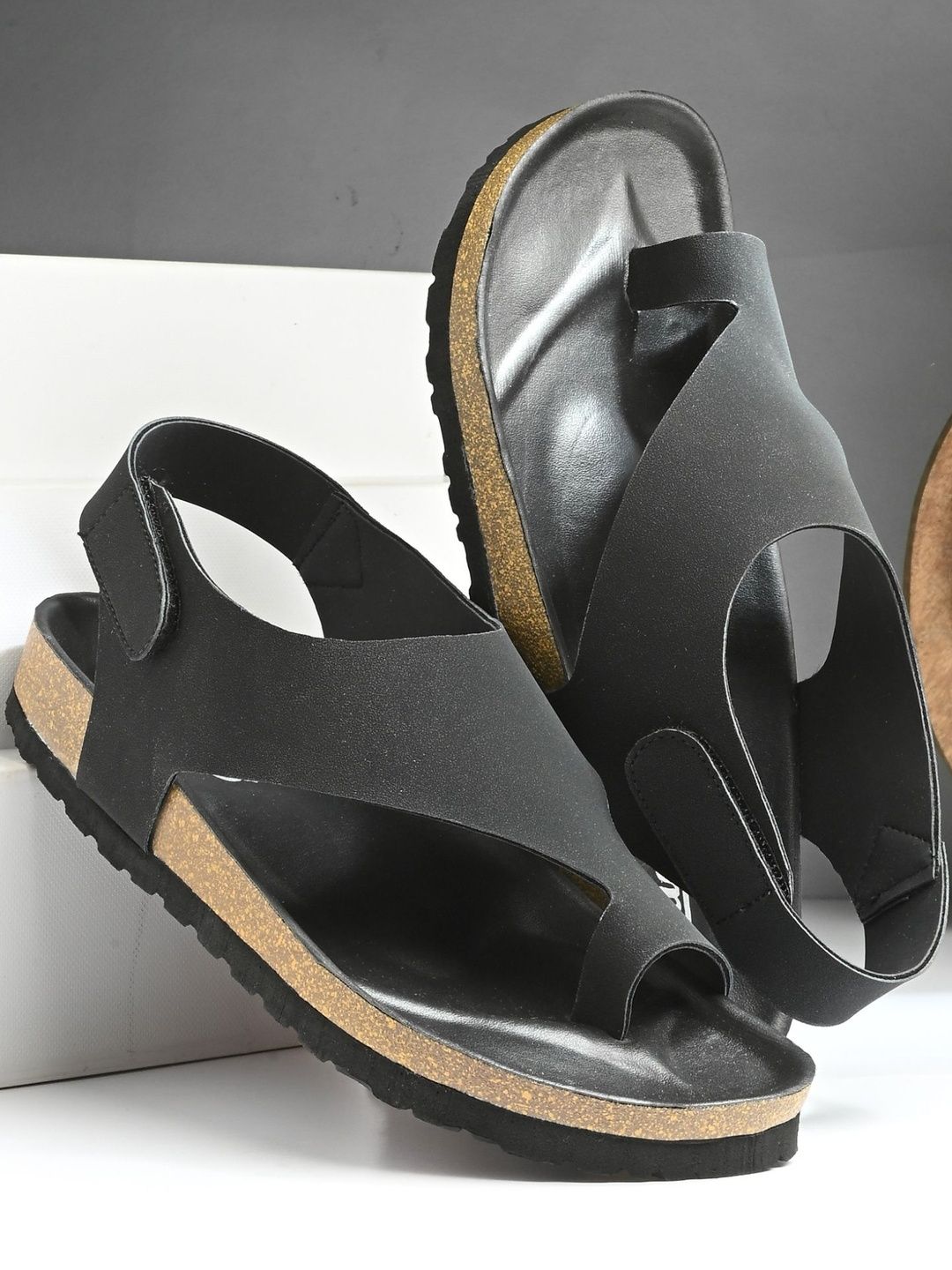 Roadster Men Black Solid Casual Velcro Comfort Sandals-image-21