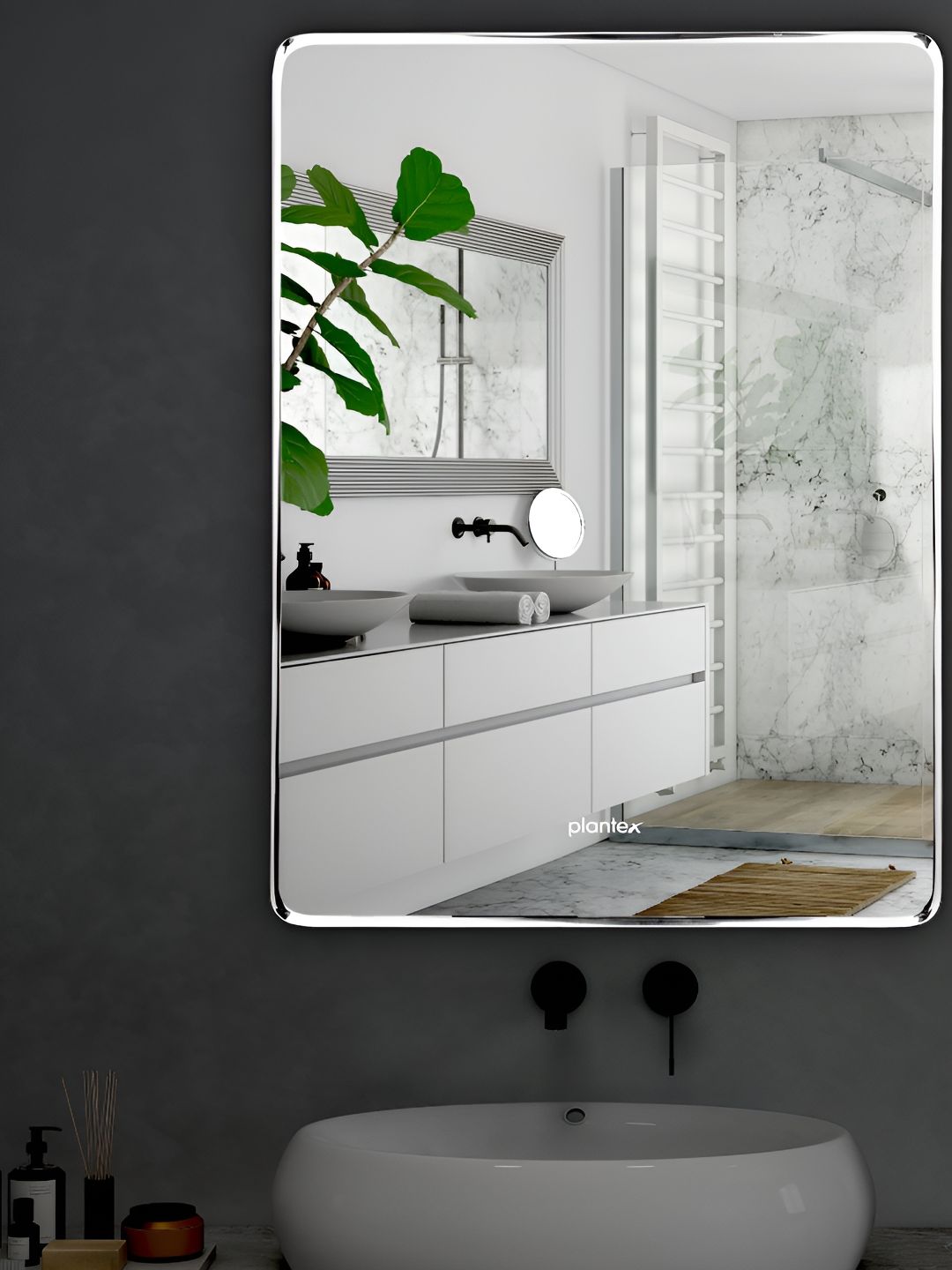 Plantex Silver-Toned Bathroom Wall Mirror-picture-31