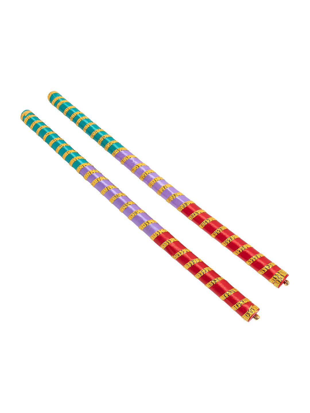 Golden Peacock Green & Lavender 2 Pieces Decorative Dandiya Sticks-picture-4