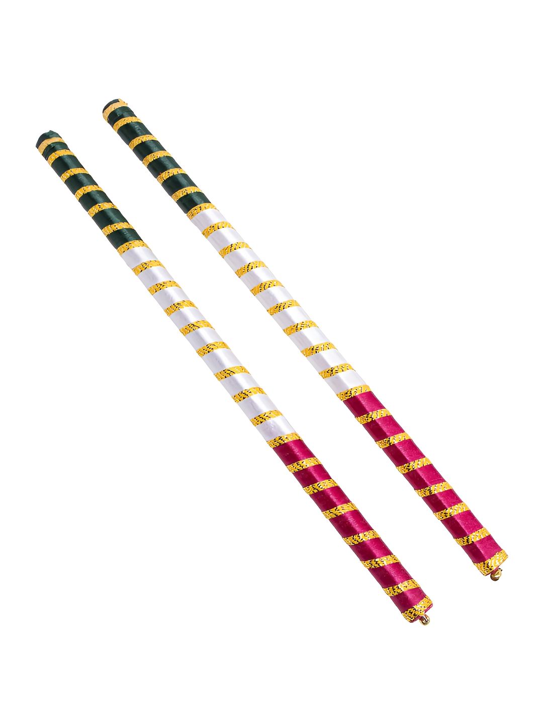 Golden Set Of 2 Dandiya Sticks With Satin Wrap-image-28