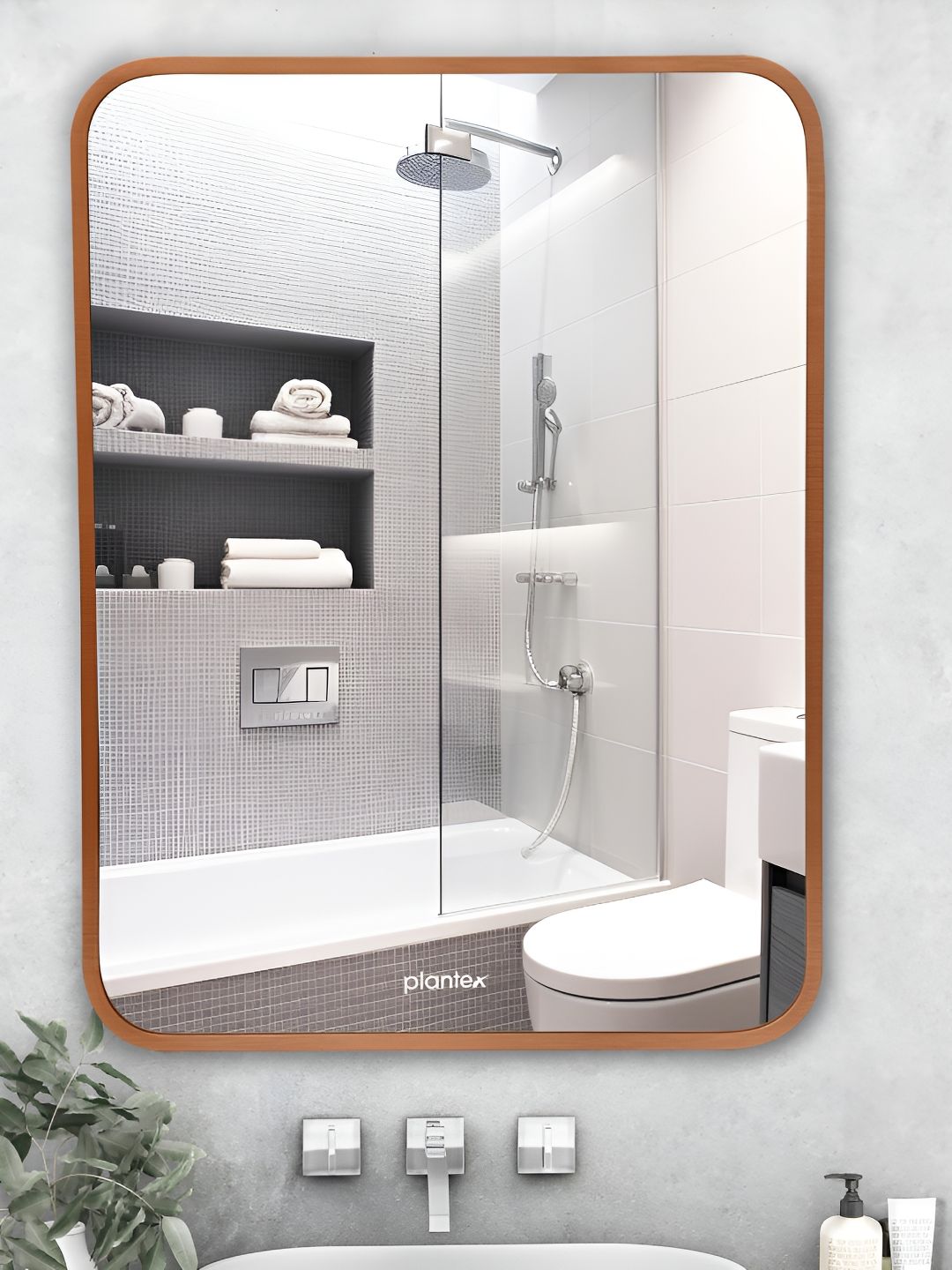 Plantex Gold-Toned Bathroom Glass Wall Mirrors-picture-50