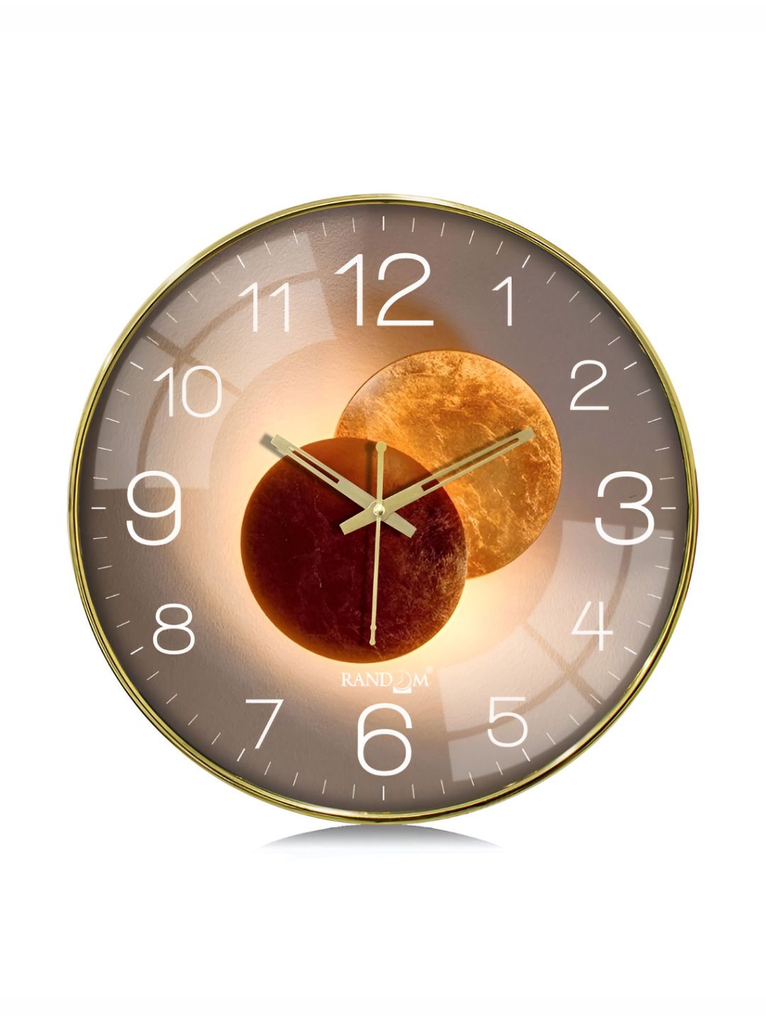 RANDOM Gold-Toned & Brown Printed Contemporary Wall Clock