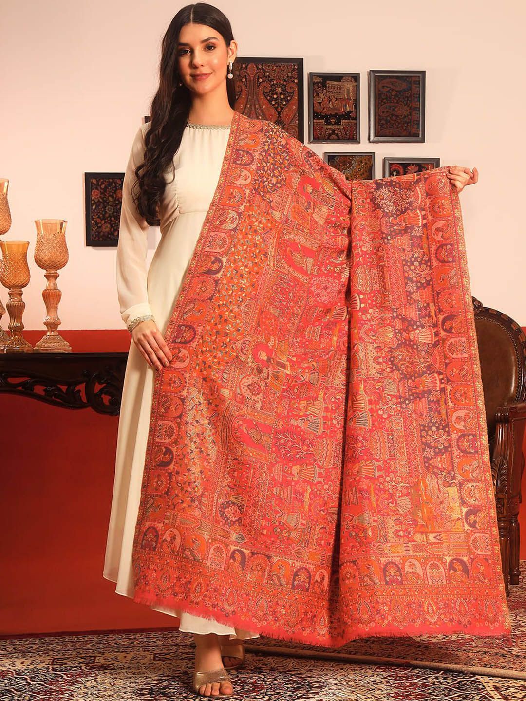 Pashmoda Floral Woven Design Shawl-image-34