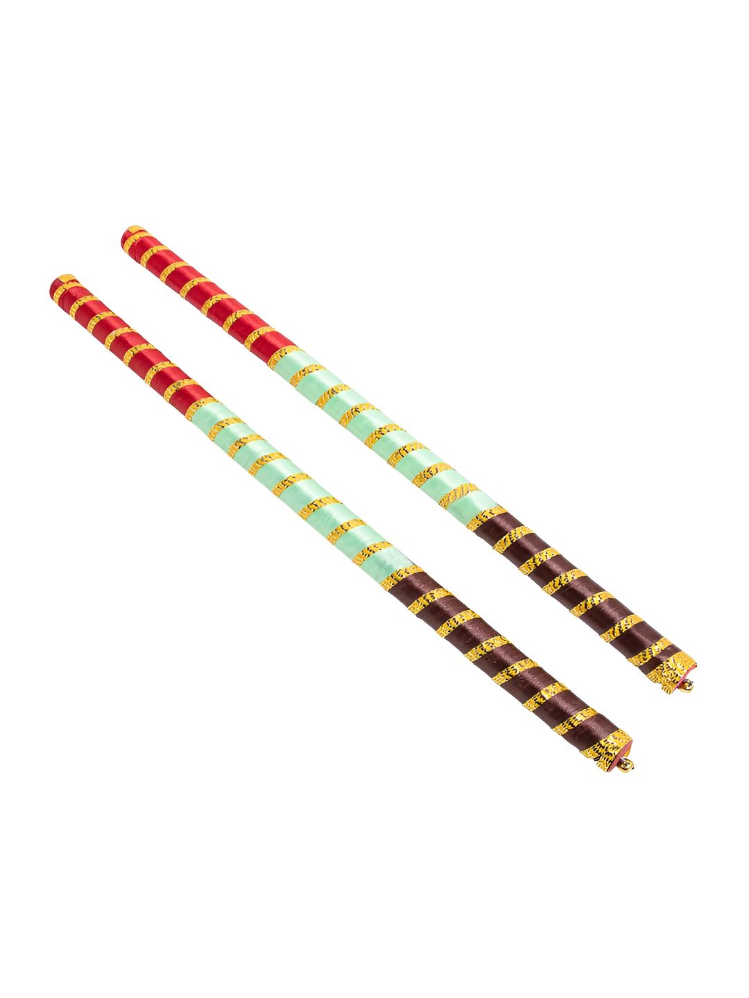 golden peacock Golden Set Of 2 Dandiya Sticks With Satin Wrap-picture-15