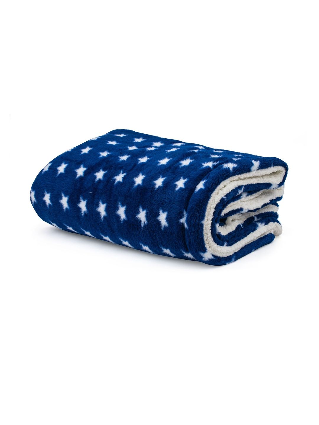 SIDLY PIDLY Navy Blue Star Printed AC Room Fur 210 GSM Blanket-image-3