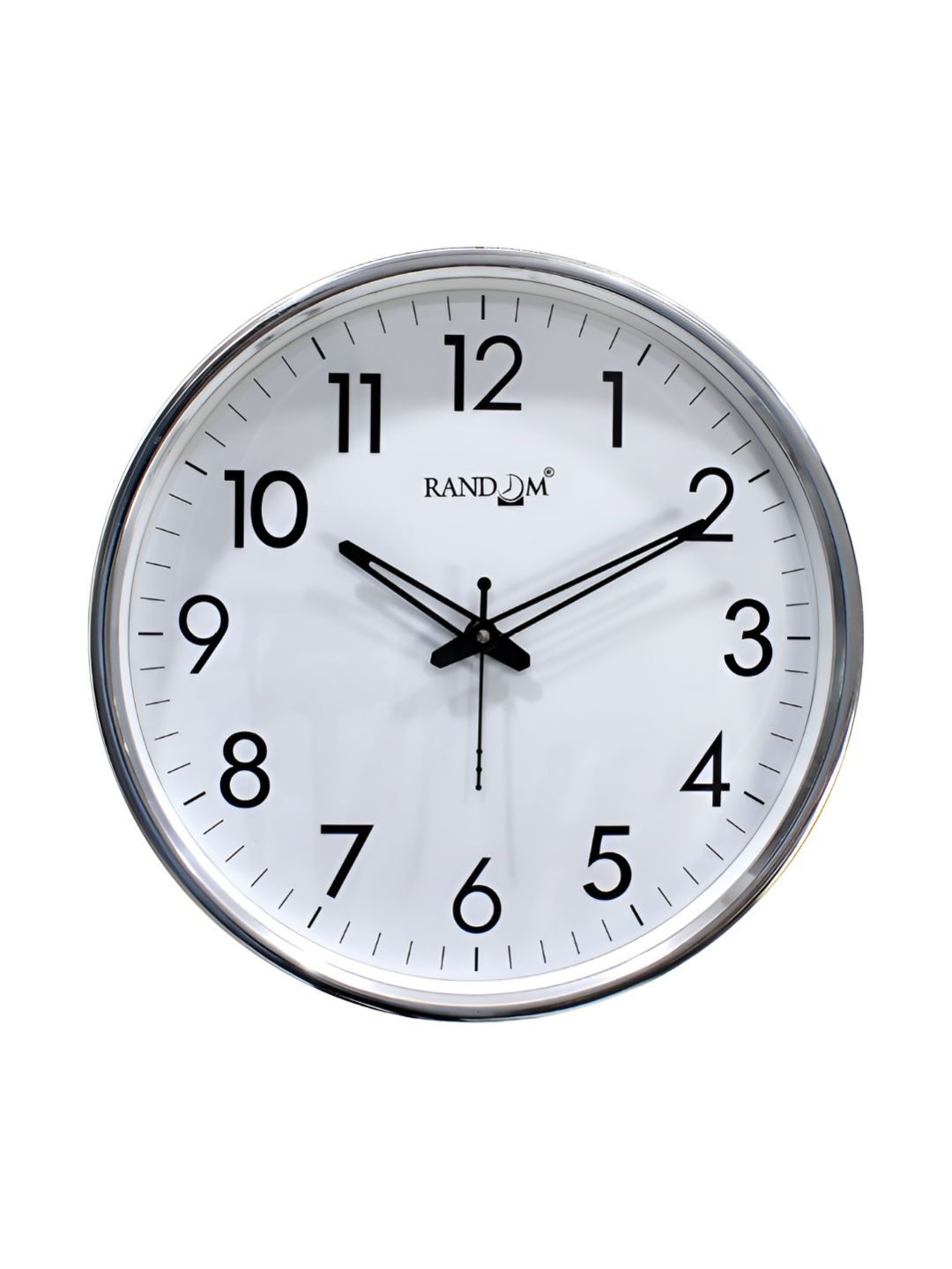 RANDOM Unisex White & Silver-Toned Solid Contemporary Premium Wall Round Clock-picture-11
