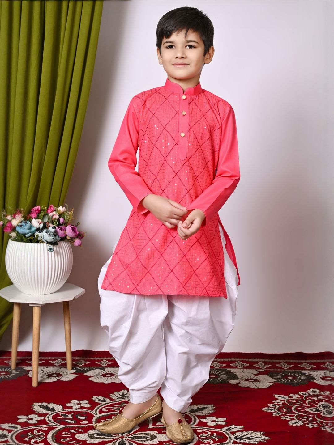 HUMAN CHOICE Boys Embroidered Regular Sequinned Kurta with Patiala-image-20