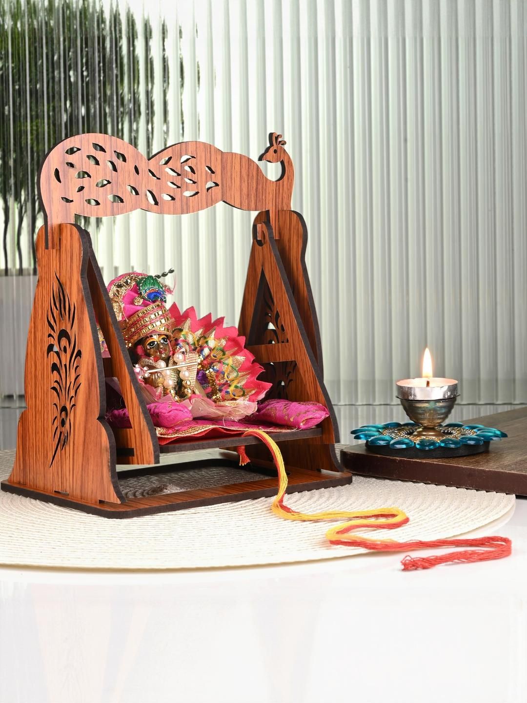 Somil Brown Free Standing Wooden Home Temple-image-31