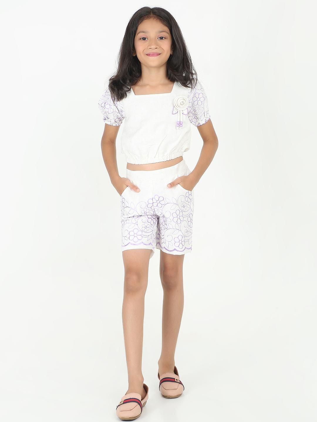 Be Kids Girls White Summer Clothing Set-picture-30