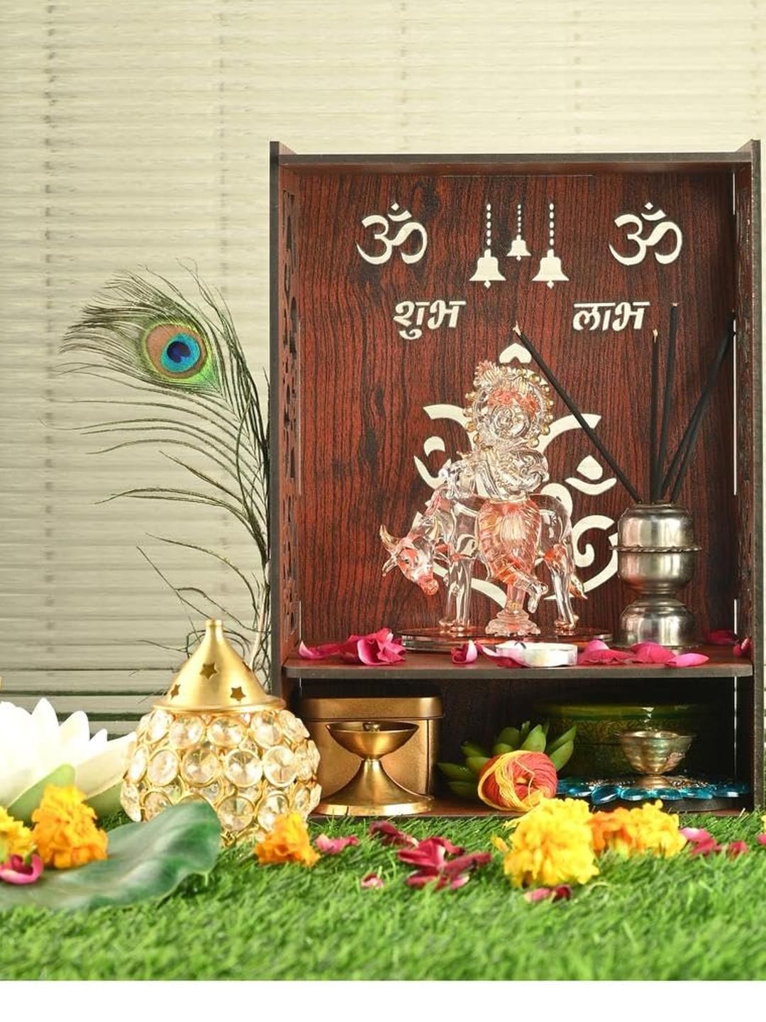 SOMIL Brown Free Standing Wooden Home Temple-image-34