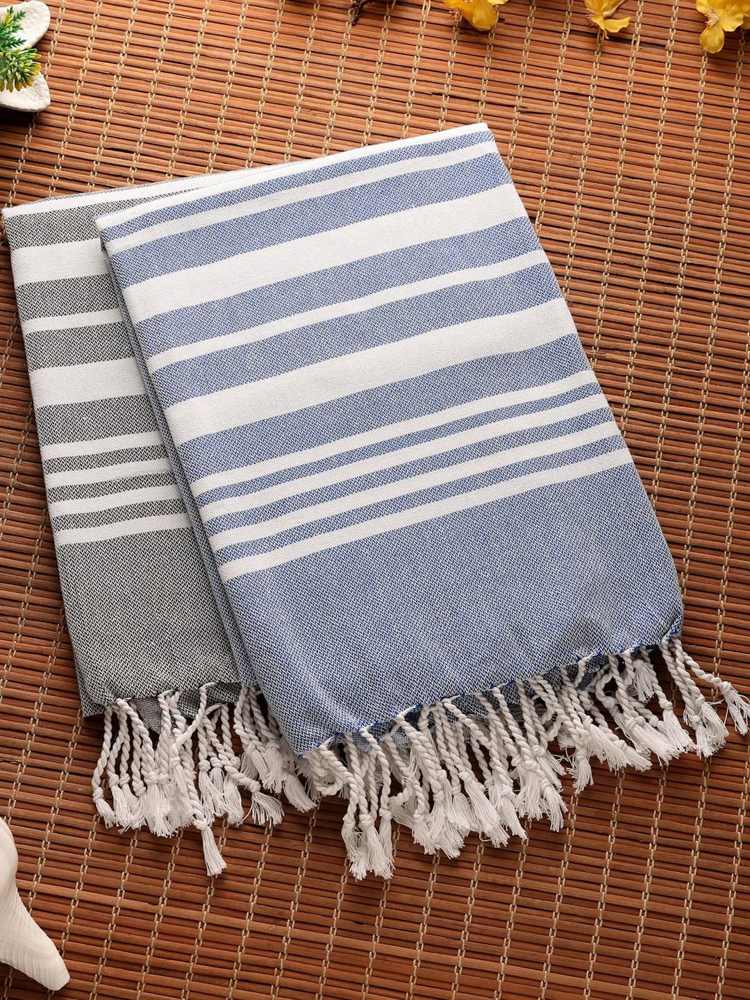 Myntra Elegant Homes Multicoloured 2Pc Cotton 210 GSM Bath Towel-image-21