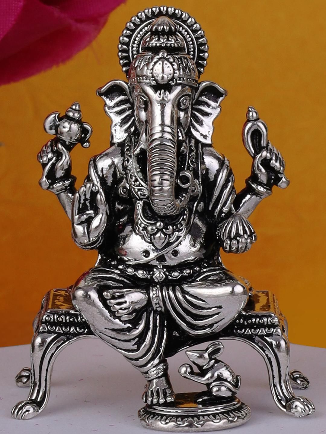 SALONI FASHION JEWELLERY Silver-Toned Lord Ganesha Idol Showpiece