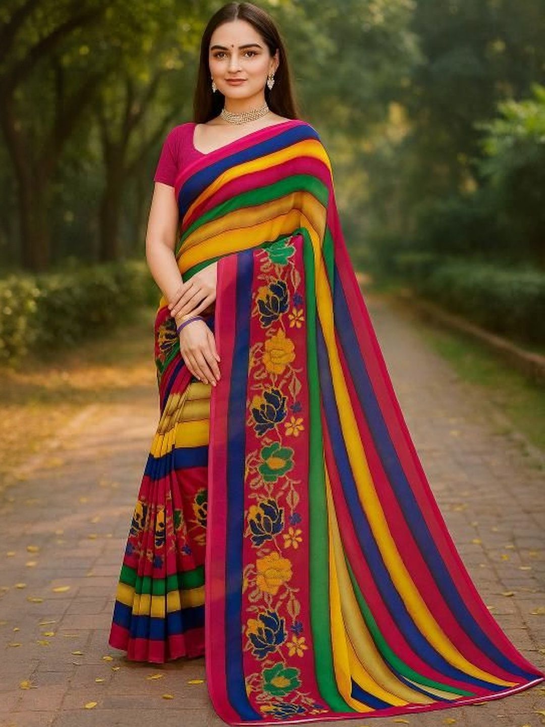 Moda Rapido Floral Pure Georgette Saree-picture-26