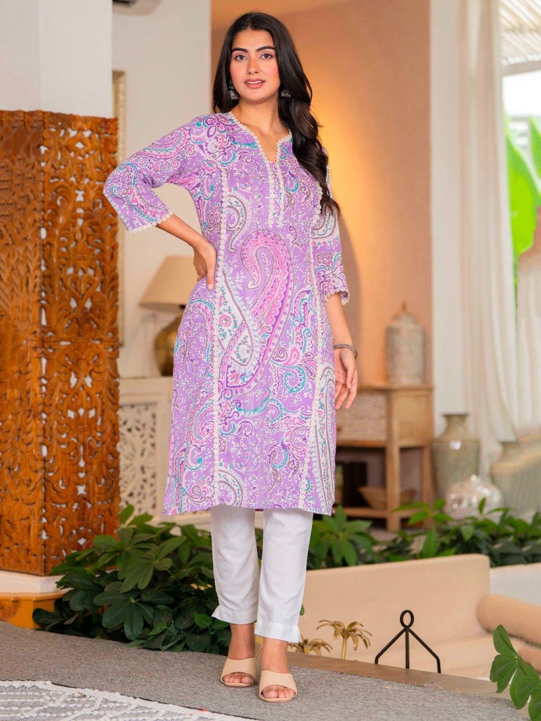 FASHION SWAG Women Paisley Printed Cotton Kurta-picture-41