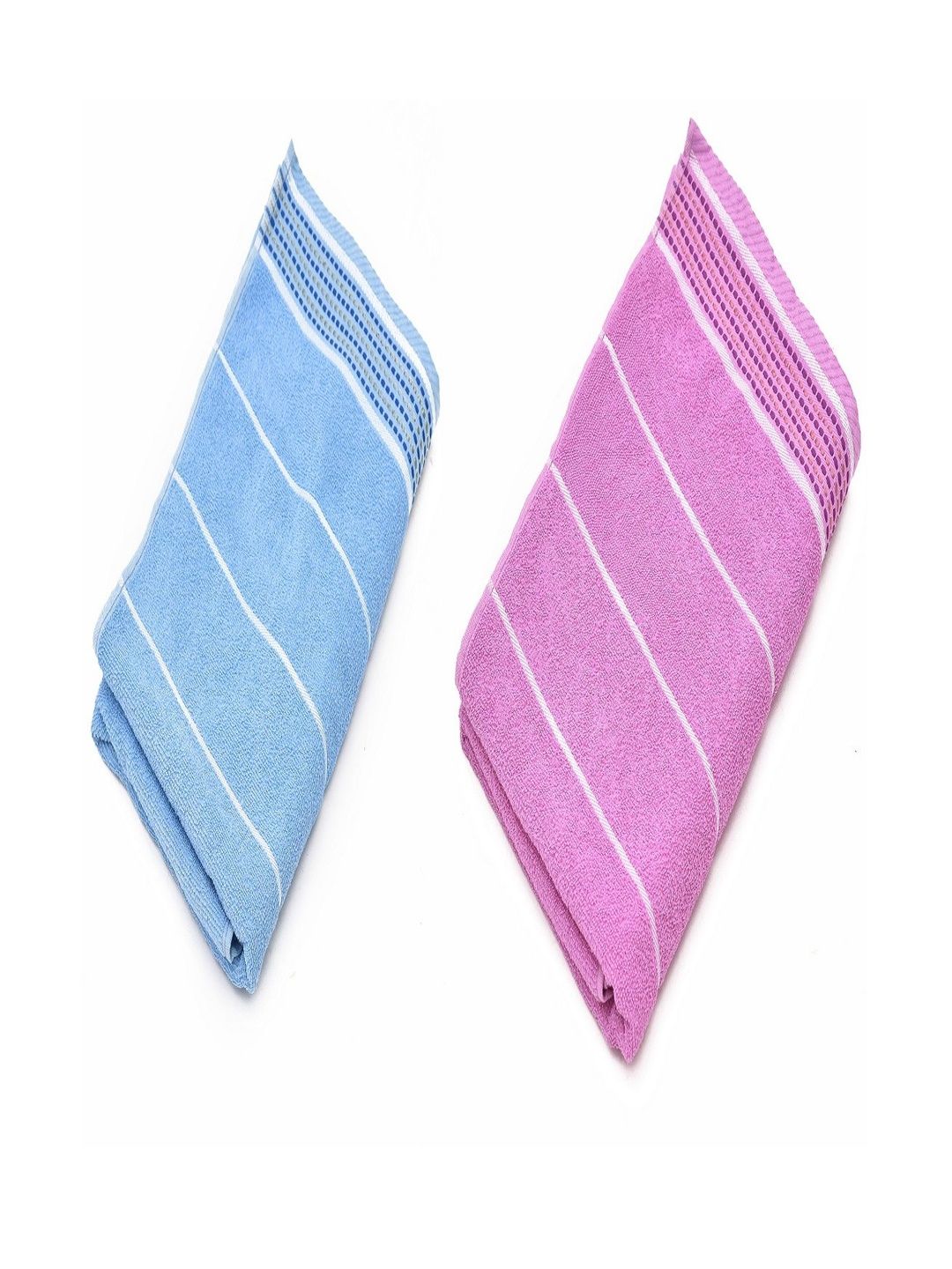 Myntra Elegant Homes Blue & Purple 2 Pieces Striped Cotton 500 GSM Towel Set-image-47