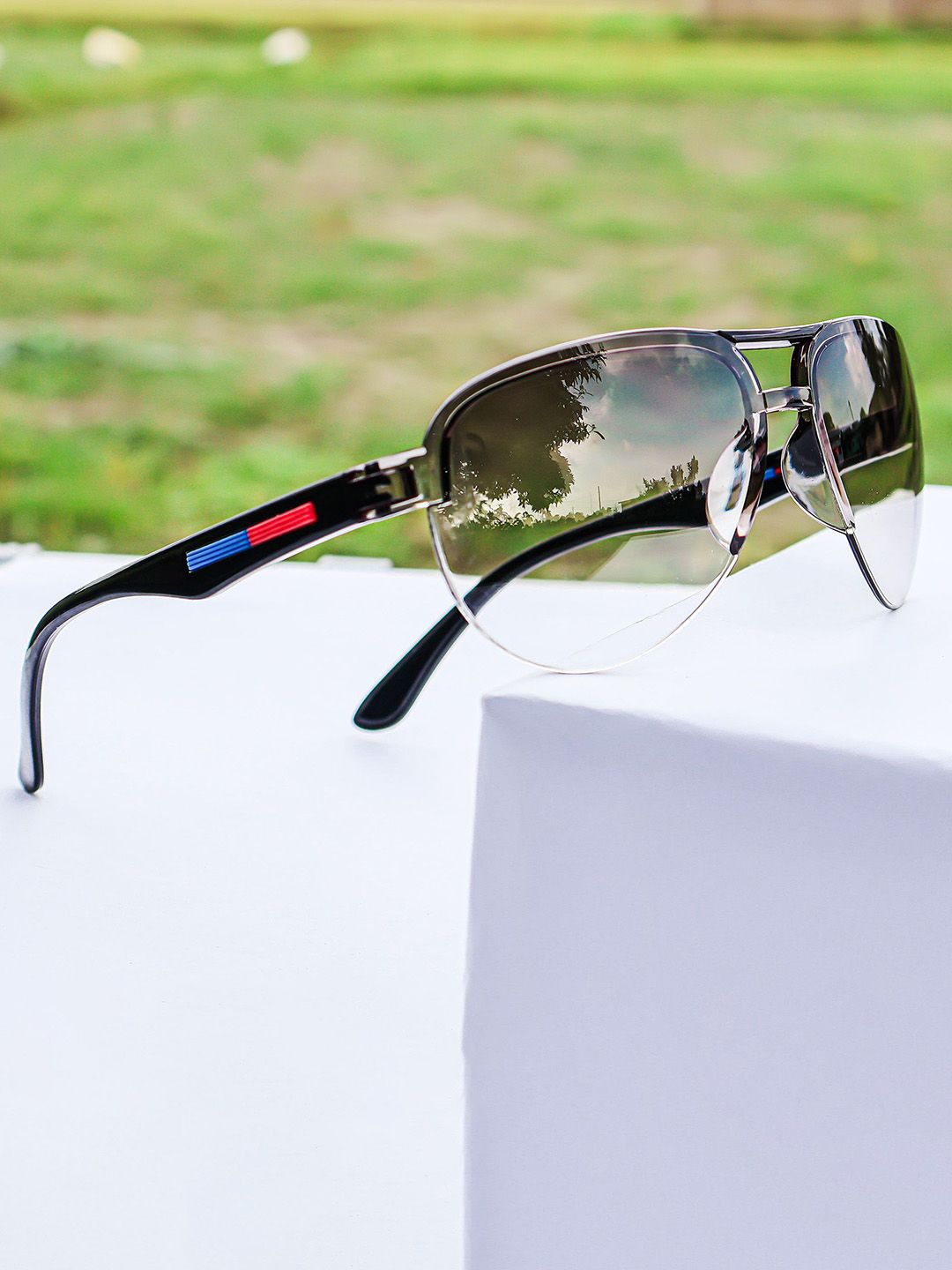 Jiebo Men Black Lens & Black Aviator Sunglasses with-image-38