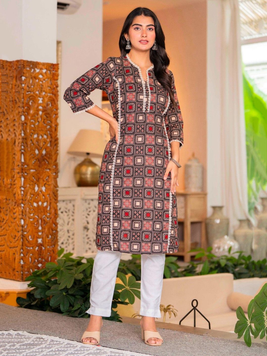 FASHION SWAG Ethnic Motifs Printed Cotton Kurta-picture-20