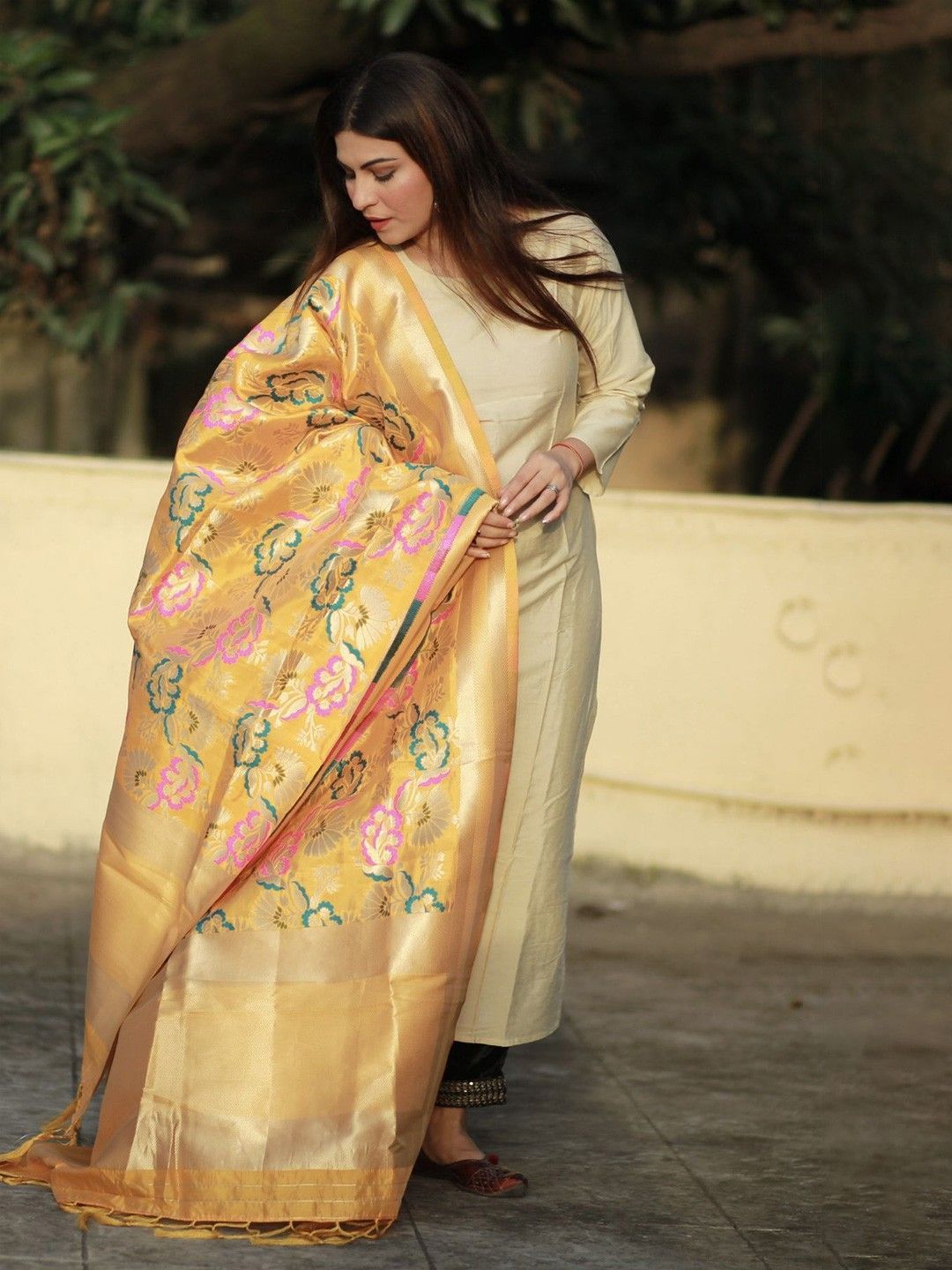 Zal from Benaras Woven Design Pure Silk Dupatta with Zari-image-9