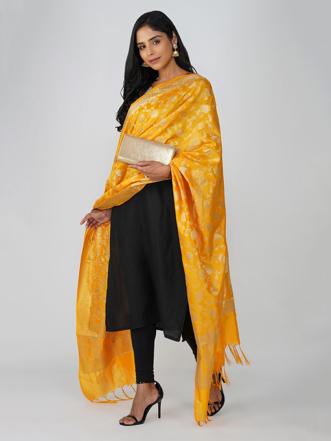 Zal from Benaras Woven Design Pure Silk Dupatta with Zari-image-5