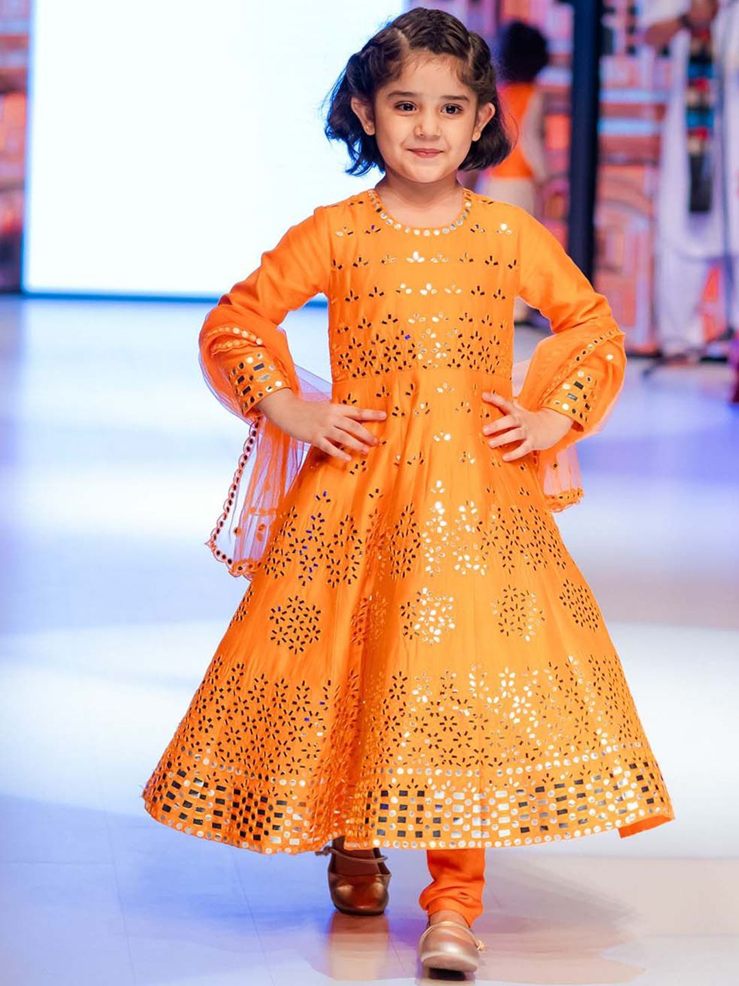Alyaansh Couture Girls Embroidered Mirror Work Pure Cotton Kurta With Trousers & Dupatta-picture-25