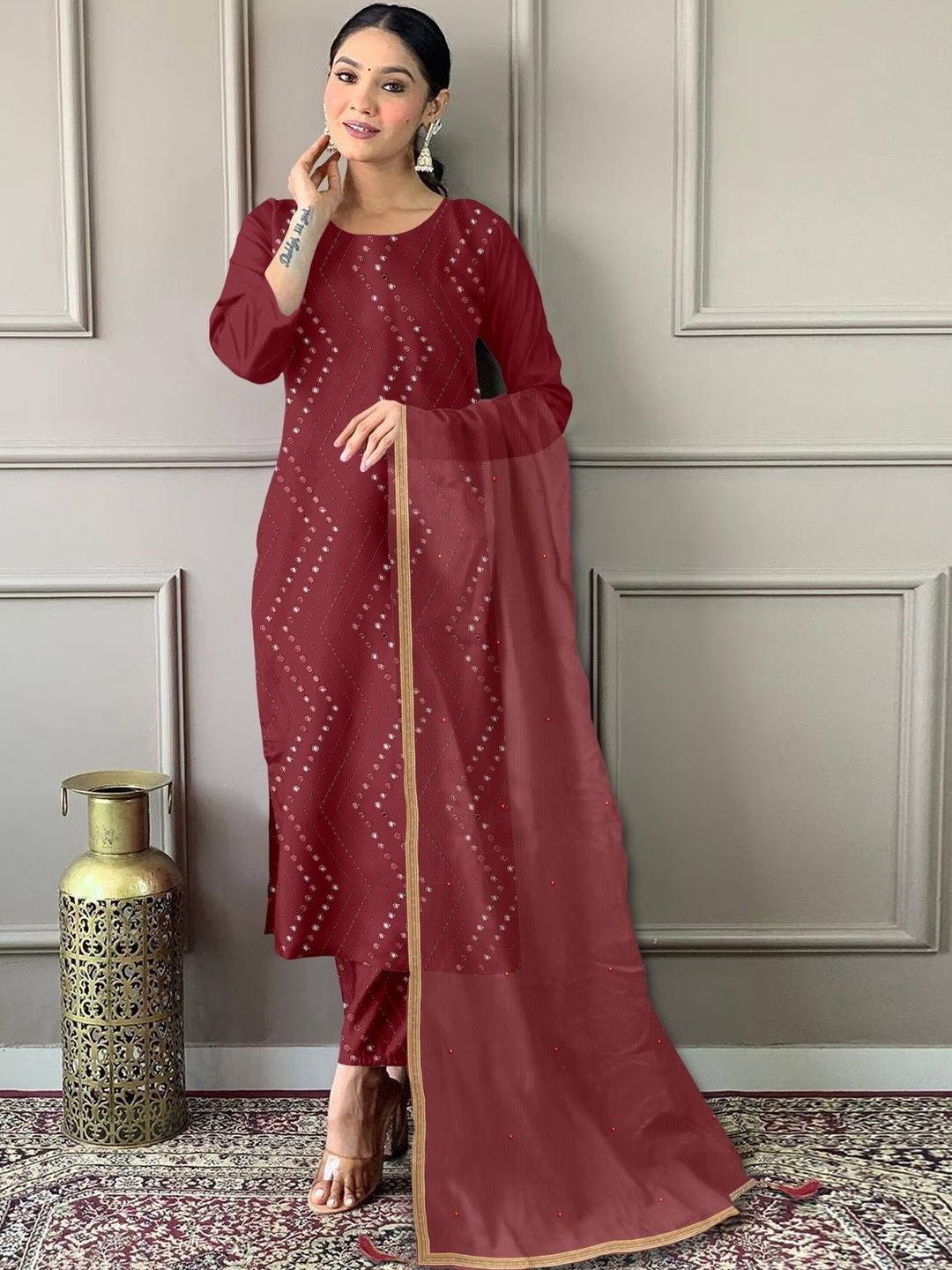 BLACK PATTI Women Printed Regular Kurta with Trousers & With Dupatta-picture-30