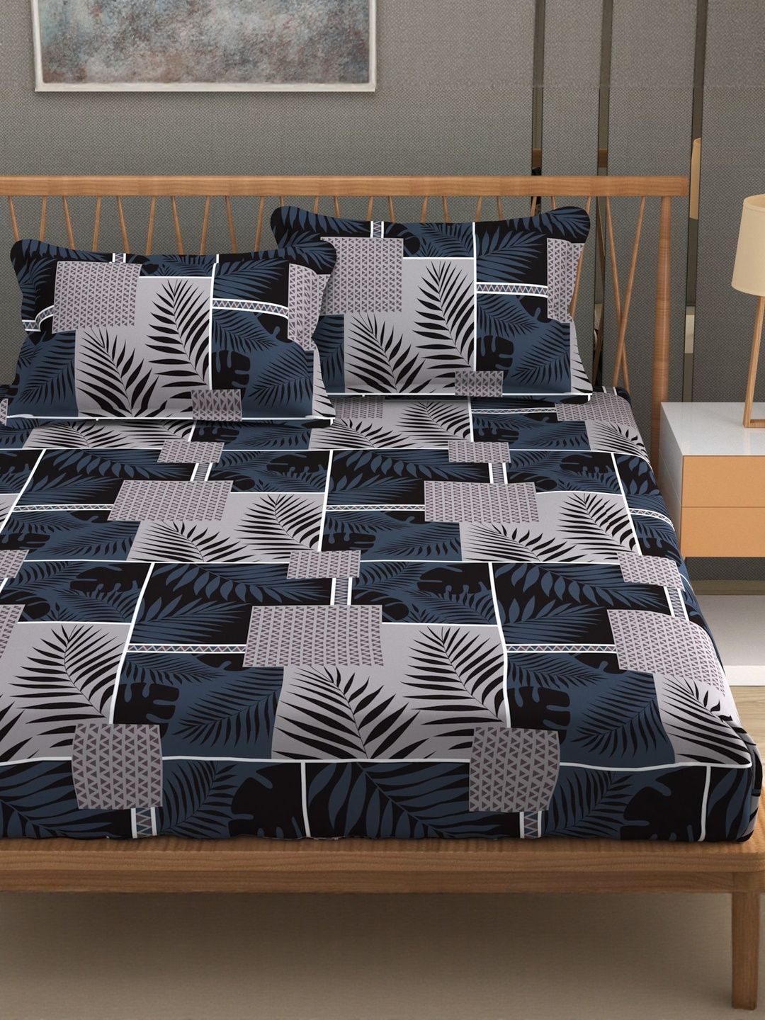 FURNOFY Multicoloured Ethnic Motifs 130 GSM King Bedsheet with 2 Pillow Covers-image-16