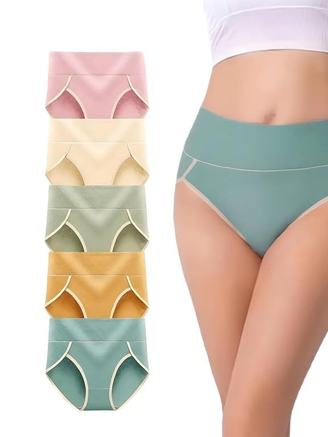 Eleg & Stilance Women High-Waisted Cotton Briefs Pack of 5-picture-21