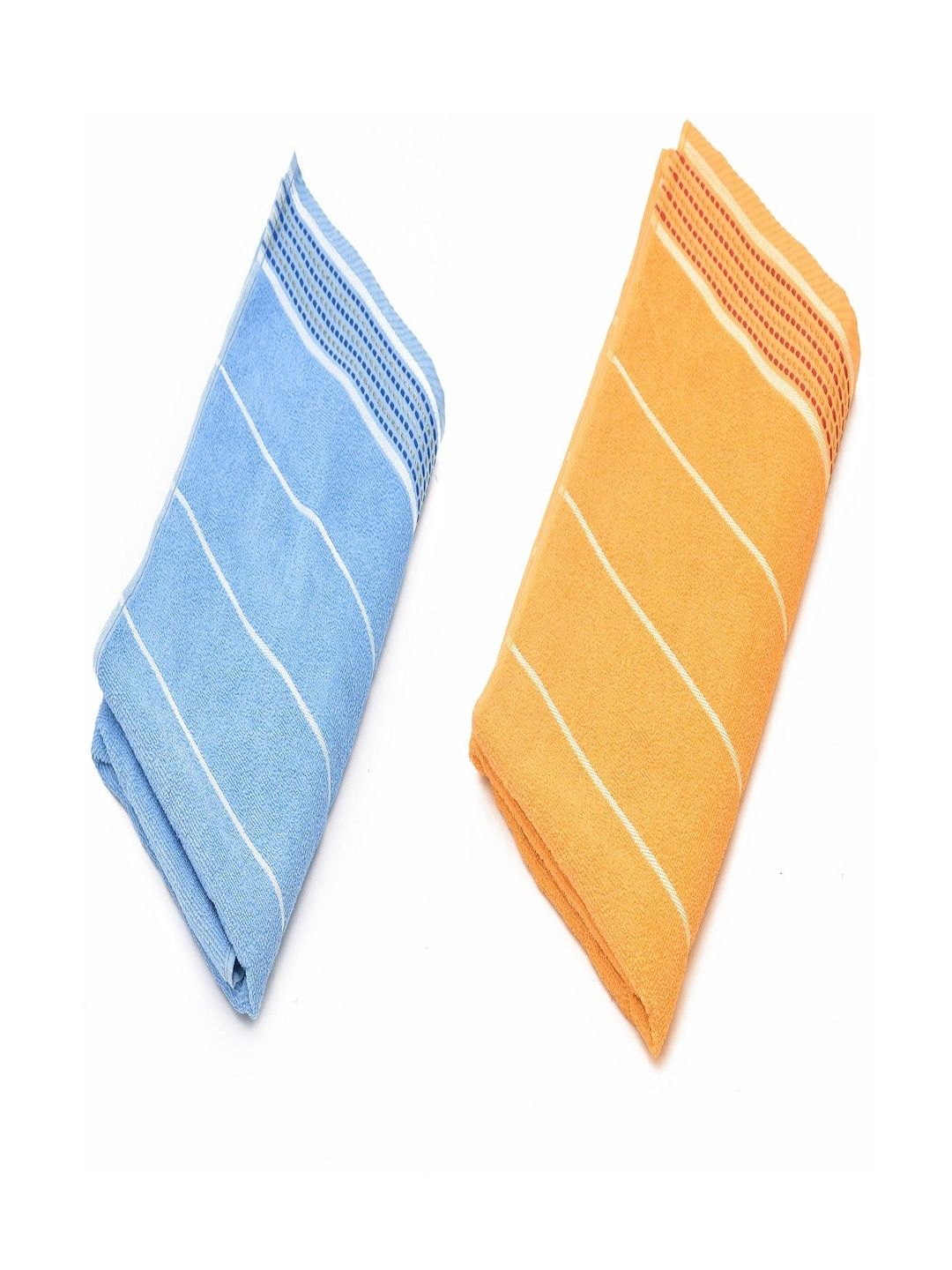 Myntra Elegant Homes Pack of 2 Blue & Orange Striped 500 GSM Towel Set-image-41