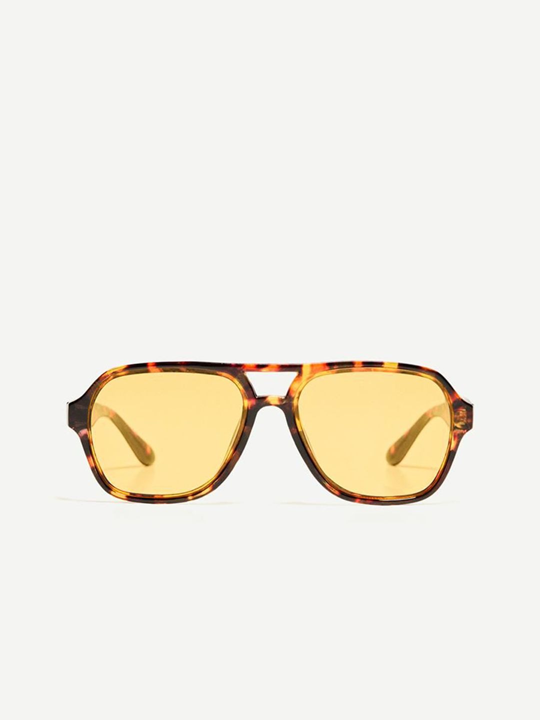 Bershka Women Yellow Lens & Brown Rectangle Sunglasses with-image-35