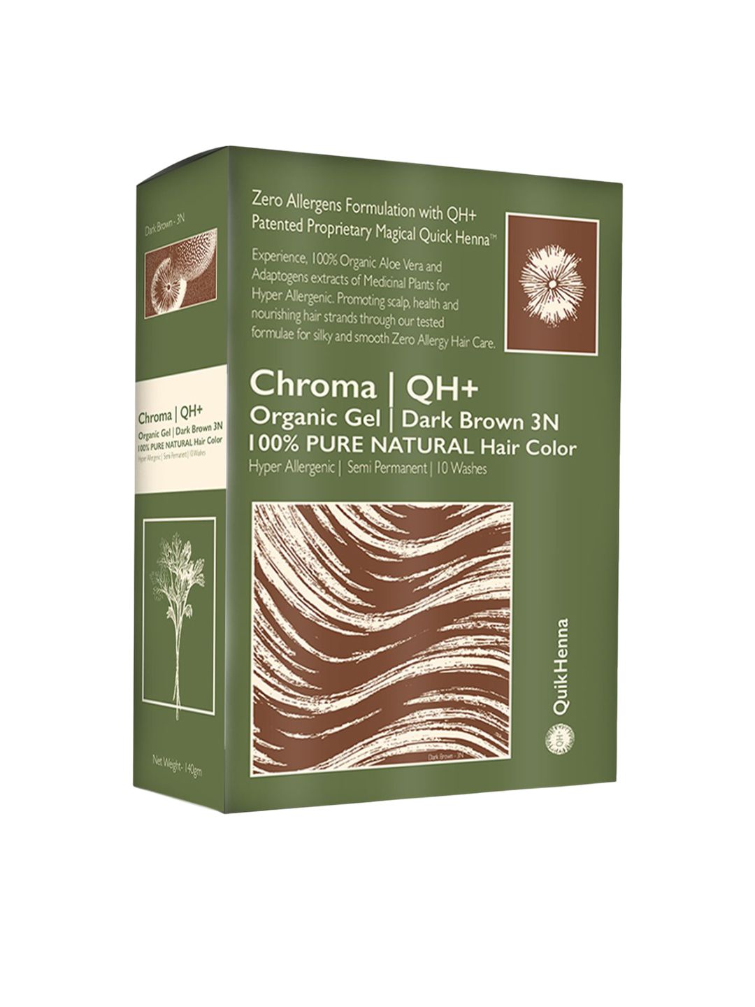 QUIKHENNA Organic Ammonia-Free Gel Hair Color - 140 g - 3N Dark Brown-picture-28