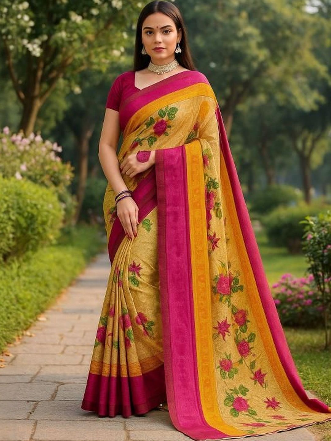 Moda Rapido Floral Pure Georgette Saree-picture-58