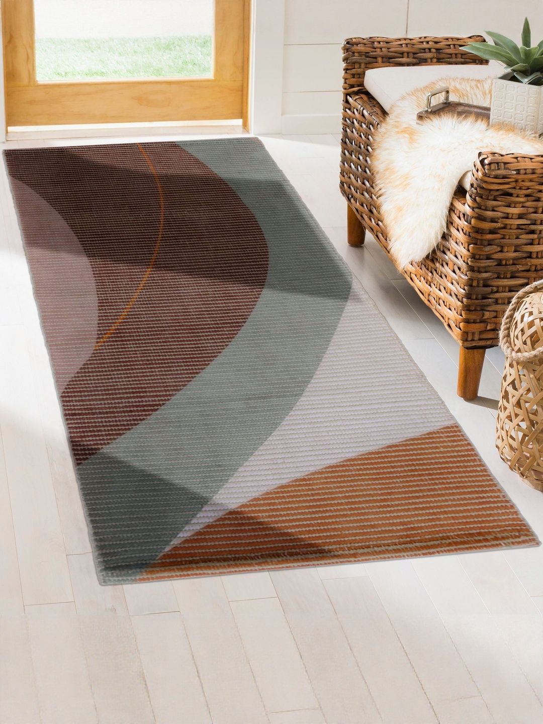 Homzz Tan Striped Cotton Floor Mats & Dhurries-image-22