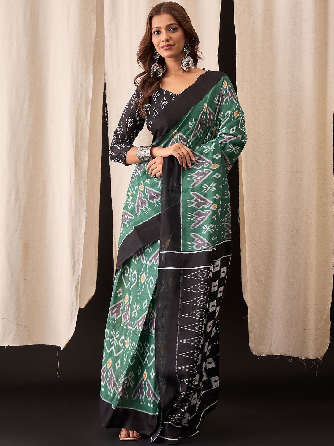 Moda Rapido Women Designer Block Print Pure Cotton Saree-picture-36