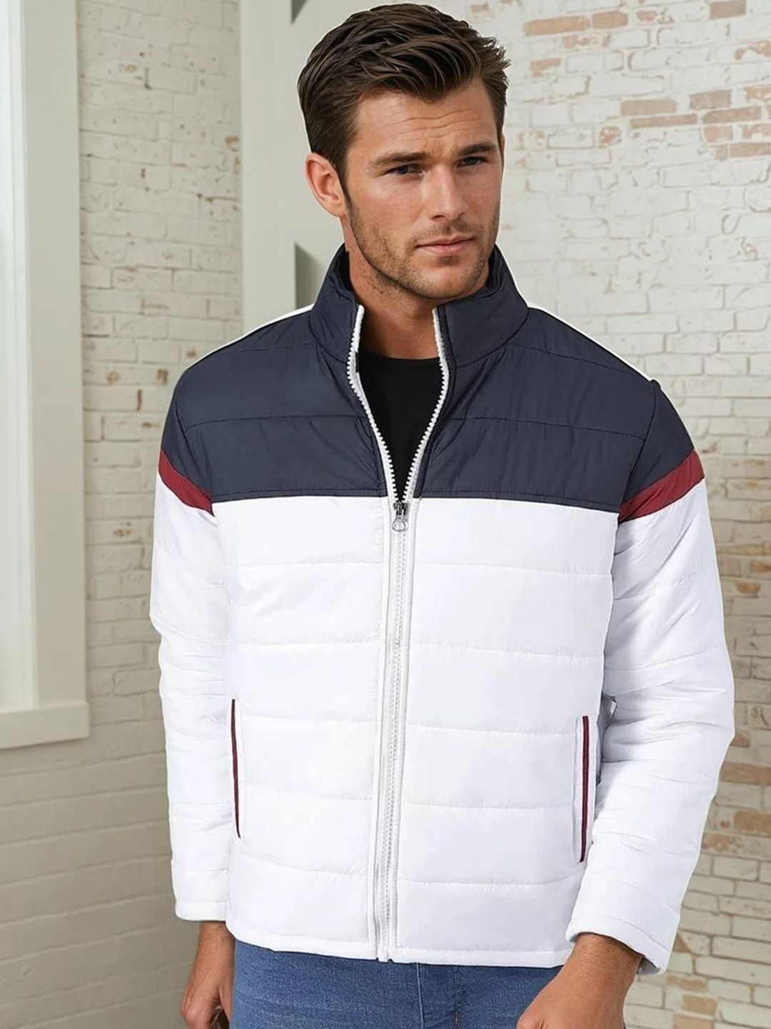 Kotty Men Mock Collar Colourblocked Puffer Jacket-picture-20